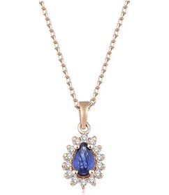 Resim Klasik Pırlanta Anturaj Damla Safir Kolye Rose Gold 40881917 