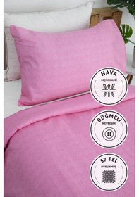 Resim Vega Pamuklu Ranforce Tek Kişilik Nevresim Seti - Pembe 