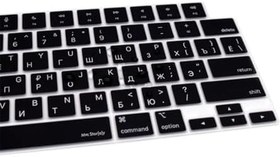 Resim McStorey MacBook Klavye Koruyucu RUSÇA BASKILI US AMERİKAN- RETURN Enter Tipi, Air 13,6-15,3inç- Pro 14,2-16,2inç M1-M2-M3-M4 Pro MAX Uyumlu, Silikon Klavye Filmi, Ultra İnce Hafif Yıkanabilir Siyah 
