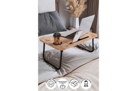 Resim Bofigo Portatif Katlanır Laptop Sehpası Tablet Telefon Tutuculu Laptop Sehpası Çam 