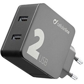 Resim Cellular Line Multipower 2 24W 2 Çıkışlı Hızlı Seyahat Şarjı ACHUSB224WK 