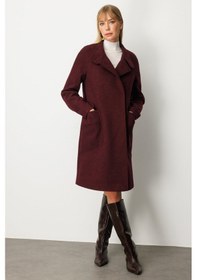 Resim Ekol Kadın Dokulu Torba Cepli Kaban 6051 Bordo Bordo 