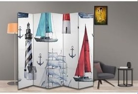 Resim Deniz Temalı Özel Tasarım Paravan Room Divider PRV1036, 180 x 180 