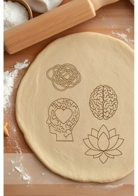 Resim Beyin Seti Kurabiye Kalıbı, Hamur Şekillendirici, Bisküvi Kalıbı, Kolay Kesim Ucu Beyaz 