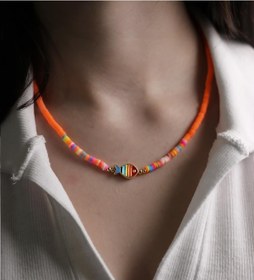 Resim Turuncu Renkli Balık Model Kadın Fimo Kolye Altın 