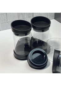 Resim Cam Baharatlık Seti Döner Standlı Baharat Takımı 6 Parça Sorti Gri - Şeffaf 