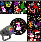 Resim Gaojunshop01 Renkli Noel Projektörü Usb İle Çalışan Dönen Işık Efektleri Kar Taneleri Şeker Kamışı Ev Dekoru 