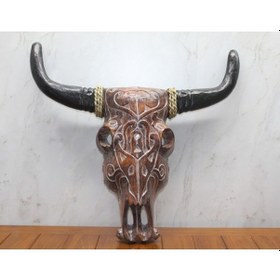 Resim Periboia Ahşap Duvara Asmalı Bufalo Kafası 