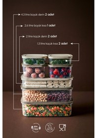 Resim Fridgy+ Bej 14 Parça Çok Amaçlı Saklama Kabı Ve Düzenleyici Set 2x4,3 Lt-1x2,6 Lt-2x2 Lt-2x1,3 Lt Bej Bej 