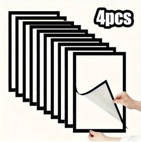 Resim Dashanshop 4 Adet Siyah Manyetik Dosya Ve Poster Çerçevesi, Kendinden Yapışkanlı, Pvc Malzeme 