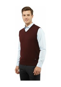 Resim Çizgi Triko Erkek V Yaka Süveter Çelik Örgü Regular Kalıp 5200h Bgl-st04962 Bordo 