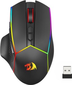 Resim Redragon Kablosuz oyun faresi, üç modlu 2.4G/USB-C/Bluetooth ergonomik fare oyunu, 8000 DPI, RGB arkadan aydınlatmalı, tamamen programlanabilir, şarj edilebilir kablosuz bilgisayar faresi, dizüstü 