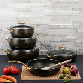 Resim Evren 9 Parça Gold Stone Güveç Tencere Seti 