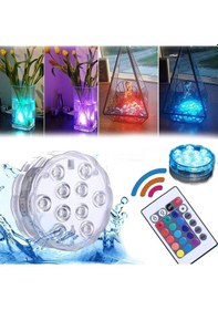 Resim LED IŞIKLI BARDAK ALTLIĞI RGB SUBMERSİBLE LED LİGHT IP68 REMOTE CONTROL 16 COLORS SU GEÇİRMEZ DEKOR DİSK IŞIK RGB KUMANDALI RENKLİ LED IŞIK Çok Renkli 