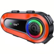 Resim AET Q08-2x Rgb Işıklı Intercom 2 Kişi Bağlantılı Motosiklet Kask Bluetooth Kulaklık Seti 1000mah 