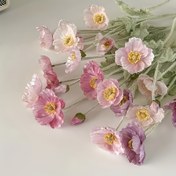 Resim Yeşil Saplı Pembe, Mor ve Beyaz Gerçekçi Yapay Gelincik Çiçekleri - Düğünler, Ev Dekorasyonu, Sevgililer Günü, Anneler Günü ve Fotoğrafçılık Aksesuarları için Canlı Plastik Çiçekler (5 Adet) 