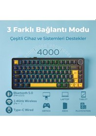 Resim Aula F75 Mekanik Rgb Tkl Graywood V4 Switch Kablosuz Makrolu Hot Swap Türkçe Q Klavye Siyah 
