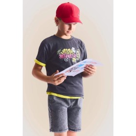 Resim DeFacto New Regular Fit Bisiklet Yaka Baskılı Kısa Kollu Tişört Erkek Çocuk H4515A826HS 