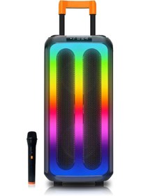 Resim Tastech KABLOSUZ MİKROFONLU BLUETOOTH SPEAKER TAŞINABİLİR TEKERLEKLİ BÜYÜK BOY KABLOSUZ ŞARJLI HOPARLÖR 