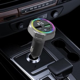 Resim MP3 çalar FM vericileri, araba için MP3 çalar,7 renkli ışık FM Radyo Adaptörü - 5.3 CHIP Hızlı Şarjlı Radyo Müzik Dönüştürücü, 30W PD QC3.0 Otomobil Adaptörü, Tak ve Çalma 