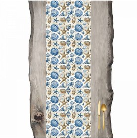 Resim Deniz Kabukları mavi - Krem Desen Ranır - Runner 