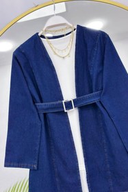 Resim VOLT CLOTHİNG Kemer Tokalı Kuşaklı Kot Kimono 