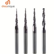 Resim 1 Adet 6mm Şaftlı Tungsten Karbür Altın Kaplamalı Konik Burunlu CNC Freze Ucu, Metal ve Ahşap İşleme için 2 Kanallı Radyus R0.25-R2.0 Konik Burunlu Frezeler HRC55 Oyma Ucu 