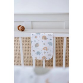 Resim Lilabio %100 Organik Pamuk Çift Katlı Fil Desenli Müslin Örtü Seti (100X100 Muslin-Üçgen Önlük-Omuz Bezi) 
