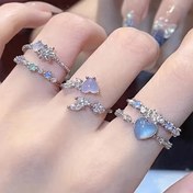 Resim 3 adet ile şık vintage çinko alaşımlı açık halka takımı - Yığınlanabilir kalp ve çiçek desenli halkalar, ayarlanabilir, Sevgililer Günü ve günlük giyim için mükemmel, Sevgililer Günü Halkaları | Çiçek Desenli Halka Tasarımı | Dayanıklı Halkalar 