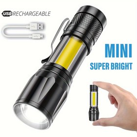 Resim Super parlak mini LED el feneri, Şarj edilebilir kamp feneri, Taşınabilir iş ışığı, Dış mekan arama lambası, XPE yüksek parlaklık boncukları ile, Yüksek parlaklıkta COB yan ışık, Çoklu aydınlatma modları, Geri çekilebilir yakınlaştırma, Macera, açık hava, kamp vb. için uygun, LiHangStar 