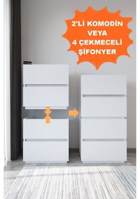 Resim Ae-2034 Galata 4 Çekmeceli Patentli Beyaz Şifonyer Yatak Odası Be 