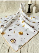 Resim Çok Amaçlı Müslin Örtü 80x90 Cm Yeni Doğan&bebek&çocuk Gökkuşağı Kahverengi 