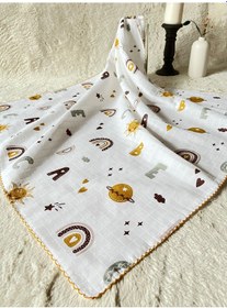 Resim Çok Amaçlı Müslin Örtü 80x90 Cm Yeni Doğan&bebek&çocuk Gökkuşağı Kahverengi 