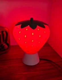 Resim Çilek Abajur - Lamba (Özel Tasarım) - Dekoratif Gece Lambası - Masalsı Çilek Kokulu Rüyalar 