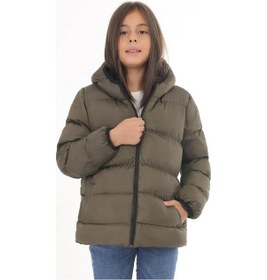 Resim Spor Kız Çocuk Polarlı Kapüşonlu Su Geçirmez Rüzgara Dayanıklı Cepli Şişme Kışlık Mont-212 Haki 