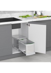 Resim Starax Teleskopik Raylı Paslanmaz Çöp Kovası 16 Lt.gri Çok Renkli 