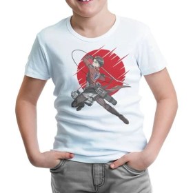 Resim Lord T-Shirt Attack On Titan Levi - Red Moon Beyaz Çocuk Tshirt 