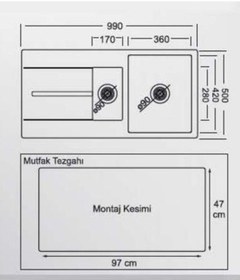 Resim Gl General 100 Ad Granit Mutfak Eviyesi Beyaz 