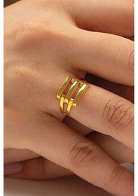 Resim Çgk Çiğdem Gürel Kuyumculuk 3 Sıra Yaldızlı Kaburga Yüzük Yaldız 