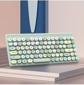 Resim Novahub Mavi Masaüstü Bilgisayar İçin 2.4g Kablosuz Oyun Klavyesi Ve Fare Setleri 86 Tuşlu Kablosuz Klavye Ve Optik - Mavi Optik 