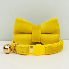 Resim Cat collar with bow tie, cat collar with safety bell, 92726 - YELLOW Collar + Bowtie / L 