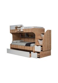 Resim Setay Mobilya 90x200 Aura 3'lü Yavrulu Ranza - Beyaz/Ceviz 