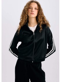 Resim DeFacto Oversize Geniş Kalıp Cepli Fermuarlı Spor Hırka E1803AX24WNBK81 Siyah 
