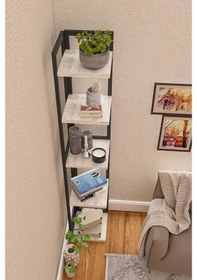 Resim Tiryakiaksesuar Tiryaki Aksesuar Köşe Kitaplık Aksesuar Rafı Antik Beyaz 