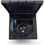 Resim Dış Elektrik Prizi Kapaklı Gömme Emniyetli 16ah - Siyah 