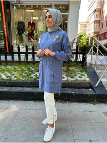 Resim Sernisa Moda Kadın Tesettür Beli Büzgülü Fermuarlı Cepli Mevsimlik Tunik Ceket 