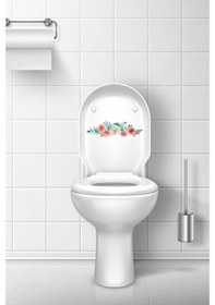 Resim Renkli Çiçekler Güller Klozet Kapağı ve Banyo Sticker Seti 