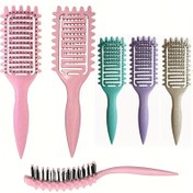 Resim 1 adet Kıvır Tanımlama Fırçası - Havalı Kauçuk Kıllı ve ABS Saplı, Çok Renkli (Pembe/Kırmızı/Siyah/Mor/Yeşil) Dökülmesi ve Stillemesi İçin, Tüm Saç Tipleri İçin Uygun, Kıvır Tanımlama Fırçası, Saç Stillemesi Aracı, Dayanıklı Saç Fırçası 