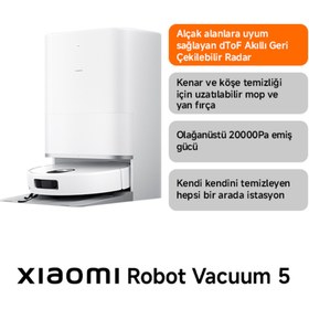 Resim Xiaomi Robot Vacuum 5 Beyaz Akıllı Robot Süpürge 20000 Pa Emiş Gücü ( Xiaomi Türkiye Garantili) 