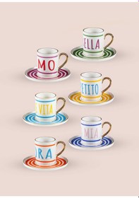 Resim The Mia La Dolce Vita Türk Kahvesi Fincan Takımı 6 Kişilik Çok Renkli 